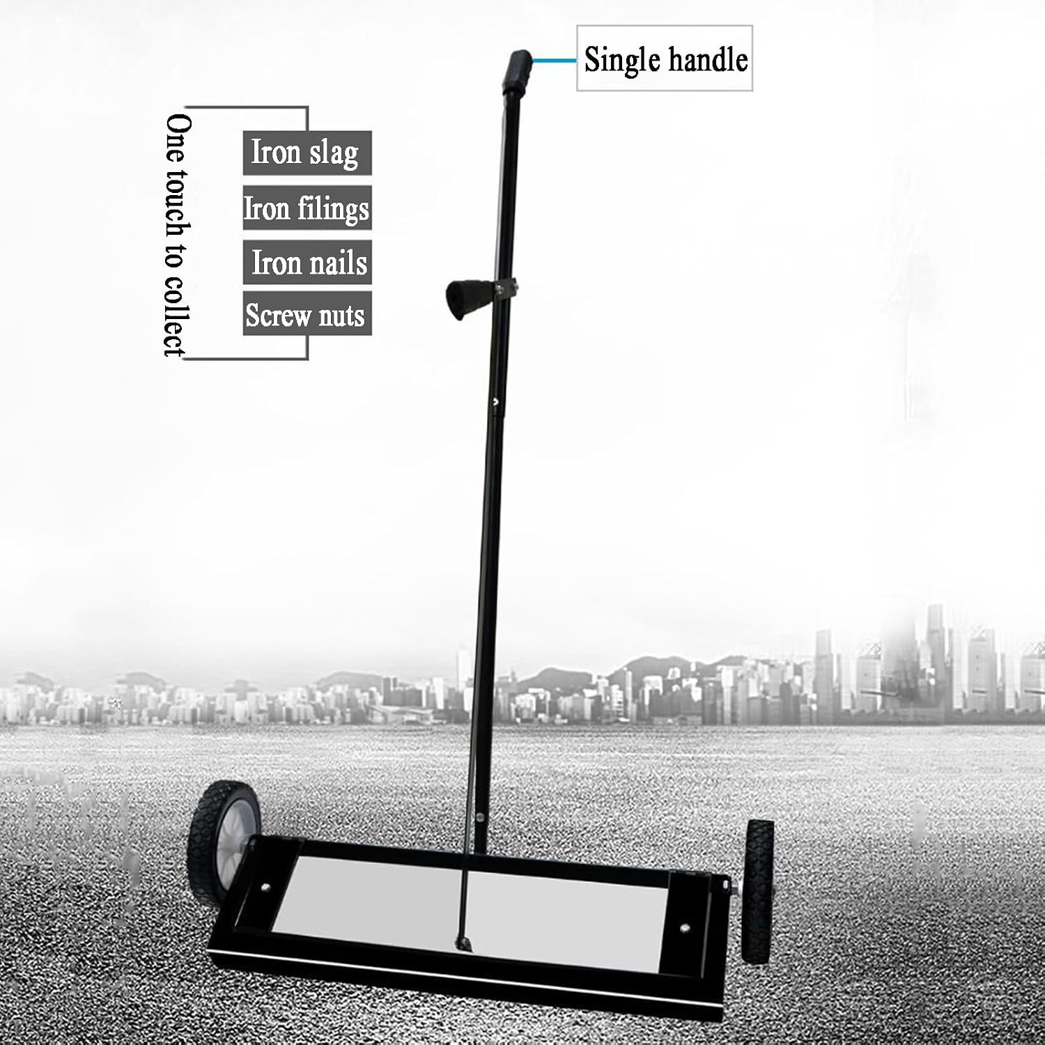 25.7' Magnetic Sweeper with Wheels, 1500 Gauss Magnetic Pickup Tool, Handpull Demagnetization, Can Instantly Release Metal Materials, for Workshop, Garage, Yard