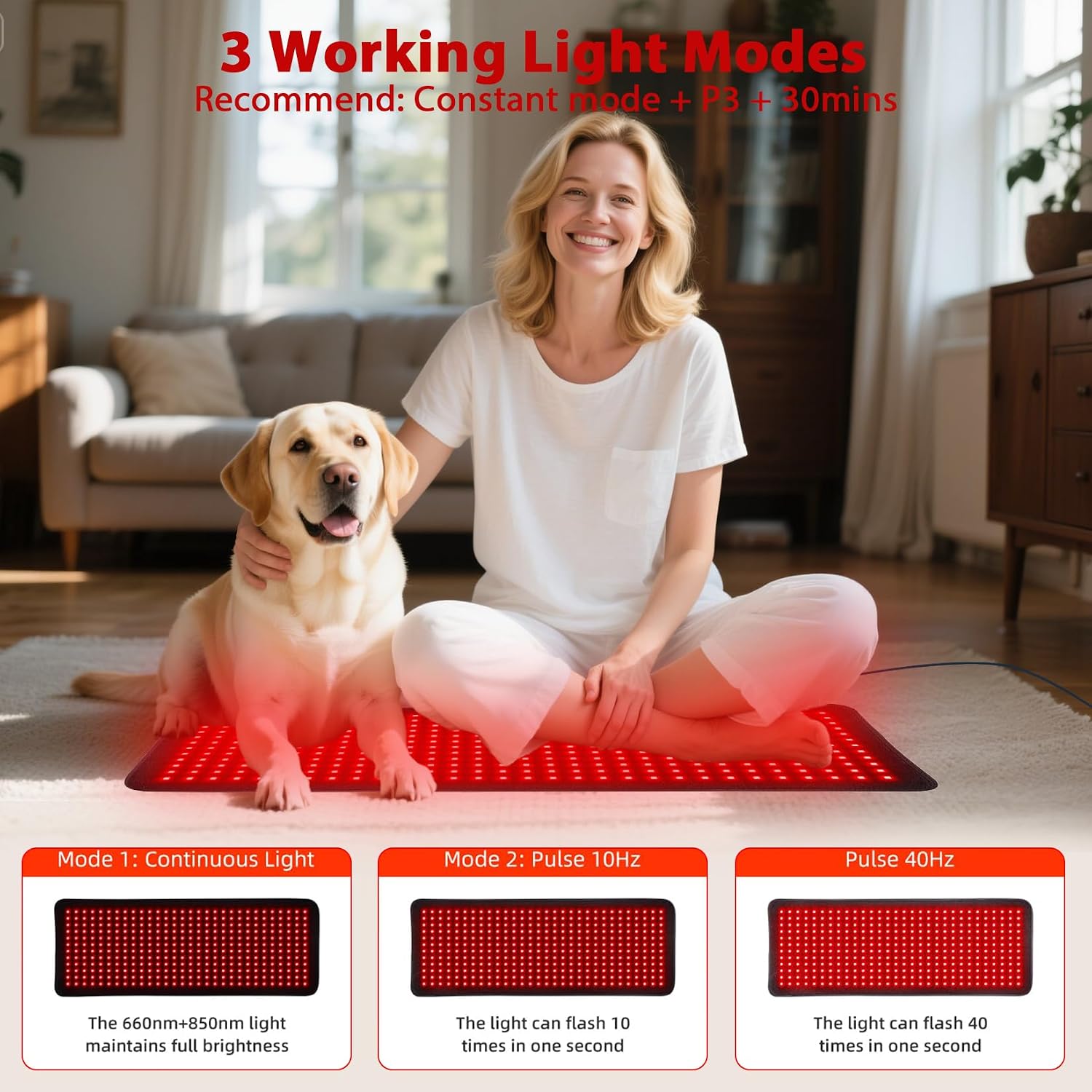 bonodave Red Infrared Light Therapy Mat for Body, 31.75' x 11.5' Red Light Pad Upgraded 3 Chips in 1 Beads 360pcs LEDs 660nm 850nm RLT Device for Body Back Shoulder Knee Joint Pain Relief, Ideal Gift