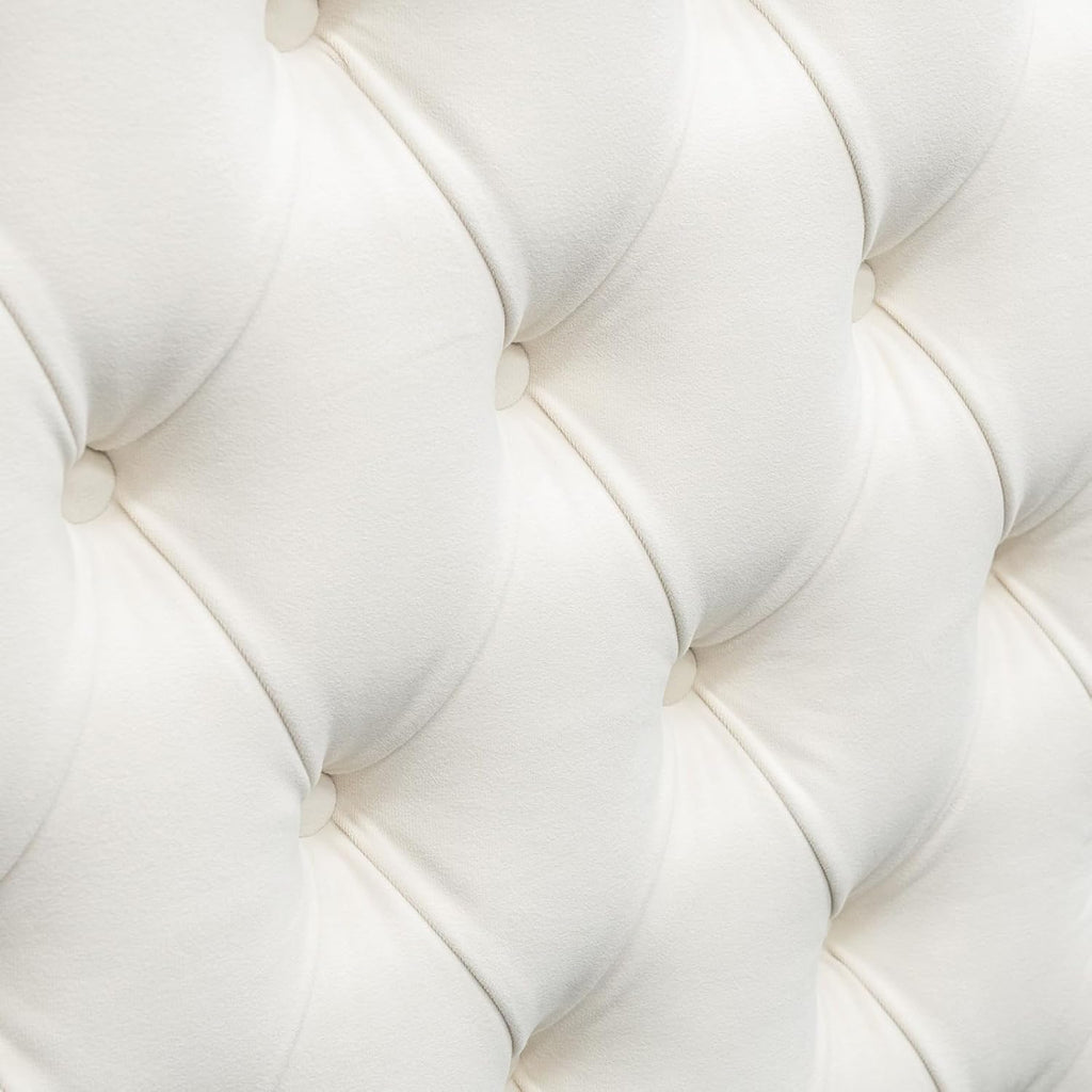 Madison Park Amelia Headboard King Wingback Upholstered - Hand-Tufted Button Detail, Double Nailhead Trim, Foam-Padded Durable Fabric, Adjustable Fit for Classic Bedrooms-Beige Velvet