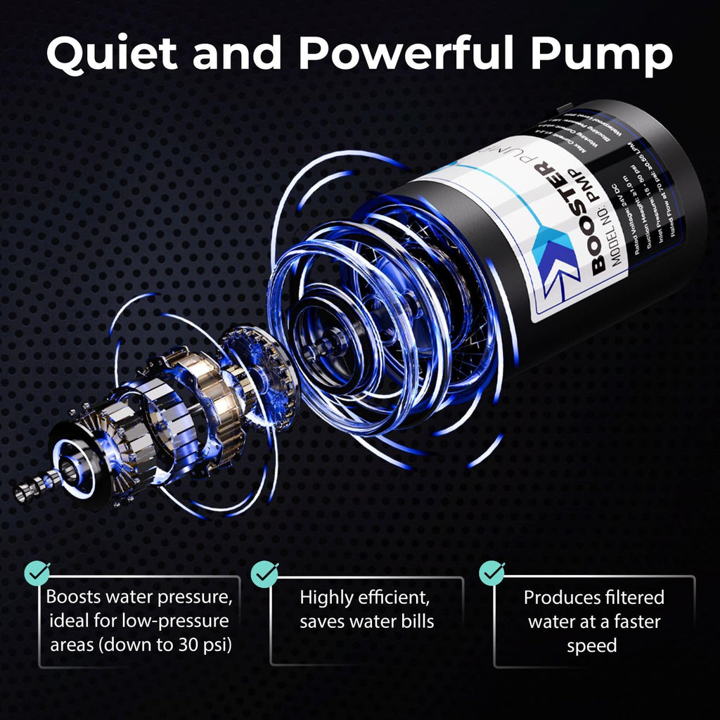 iSpring RCC7P-AK-BLK, 6-Stage Alkaline Reverse Osmosis System with Booster Pump, RO Water Filtration System, Sleek Black RO Faucet, TDS PFAS Removal, Patented Top-Mounted Faucet for Easy Installation