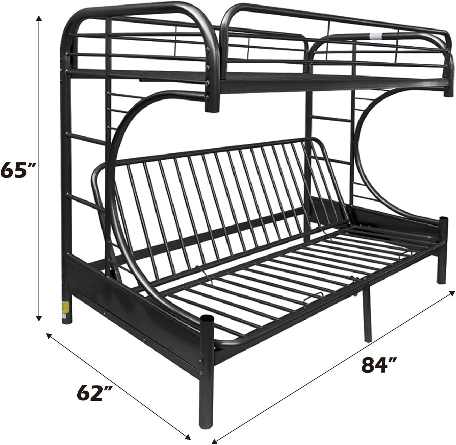 GOWE Eclipse Black Finish Twin XL/Queen Futon Bunk Bed