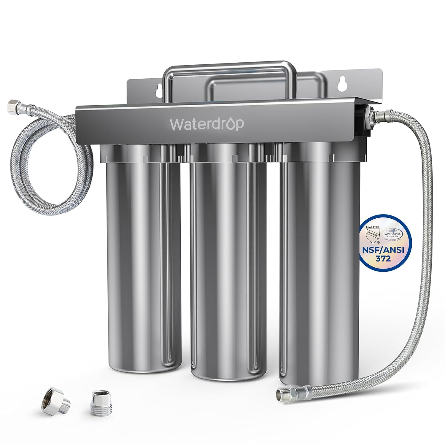 Waterdrop TST-UF 0.01μm Ultra-Filtration Under Sink Water Filter System, Stainless Steel Under Sink Water Filtration System, Removes 99% of Substances, Chlorine, Bad Taste & Odor, No Drill Required