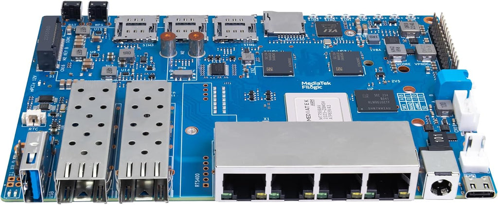 Banana Pi BPI-R4 WiFi 7 Wireless Dual-Band WiFi Router Board OpenWRT, with MediaTek MT7988A (Filogic 880) SoC, Support 2X 10GbE SFP and 4X GbE Gigabit Ethernet for NAS Smart Home Gateway (Bundle2)