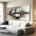 Modern Abstract Geometric Oversized Wall Art Decor For Living Room Modern Abstract Beige And Black Wall Art Geometric Decorations Prints Wall Art For Bedroom And Office Gold Frame Wall Decor 29 X 58In