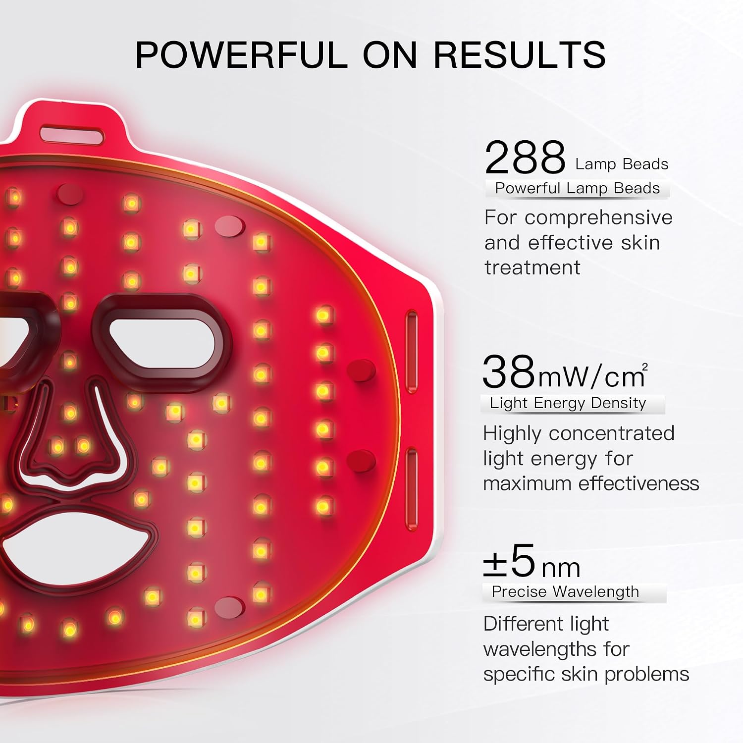 Red Light Therapy for Face, LED Face Mask Infrared Light Anti-Aging, 3 Modes for Blue & Yellow LED for Home, Yoga, Skincare, 2500mAh Rechargeable Remote Control, Adjustable Straps, Silicone