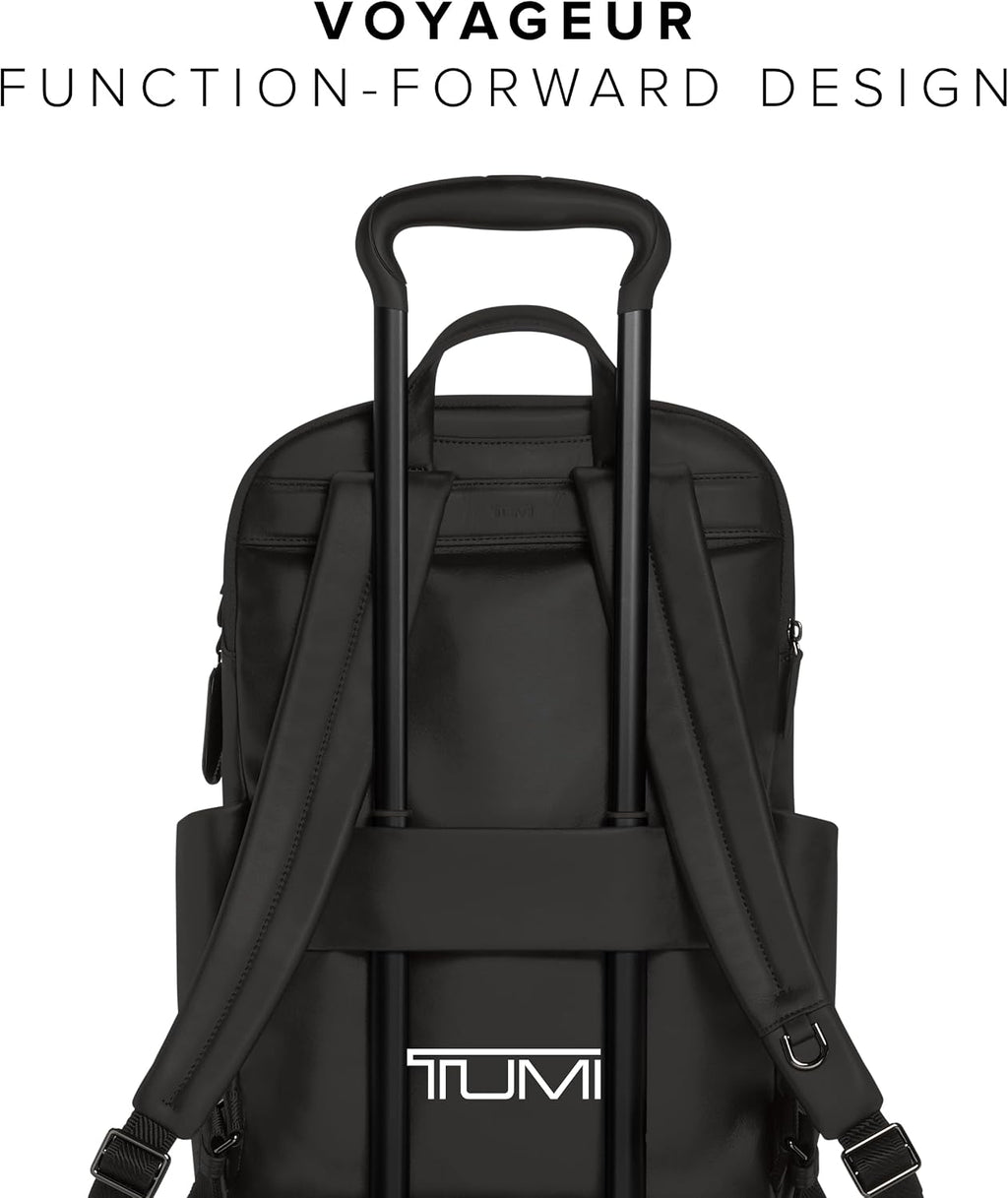 TUMI - Voyageur Raina Backpack - Women's Premium Leather Backpack - Everyday Bag with Phone Pocket & Laptop Compartment - Black, Gunmetal Hardware