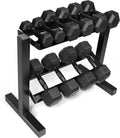 CAP 150 LB Dumbbell Set with 2-Tier Rack, Rubber Hex Free Weights Set, Home Gym Weight Set with Horizontal Storage Rack for Strength Training