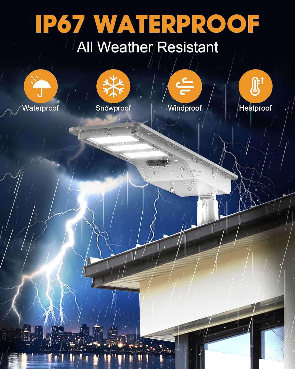 12000W Solar Street Light Outdoor, 3200 Sq.Ft Super Bright LED Flood Light with Motion Sensor, IP67 Waterproof Dusk to Dawn Security Light for Parking Lot Yard Farm Barn Commercial Area Garage