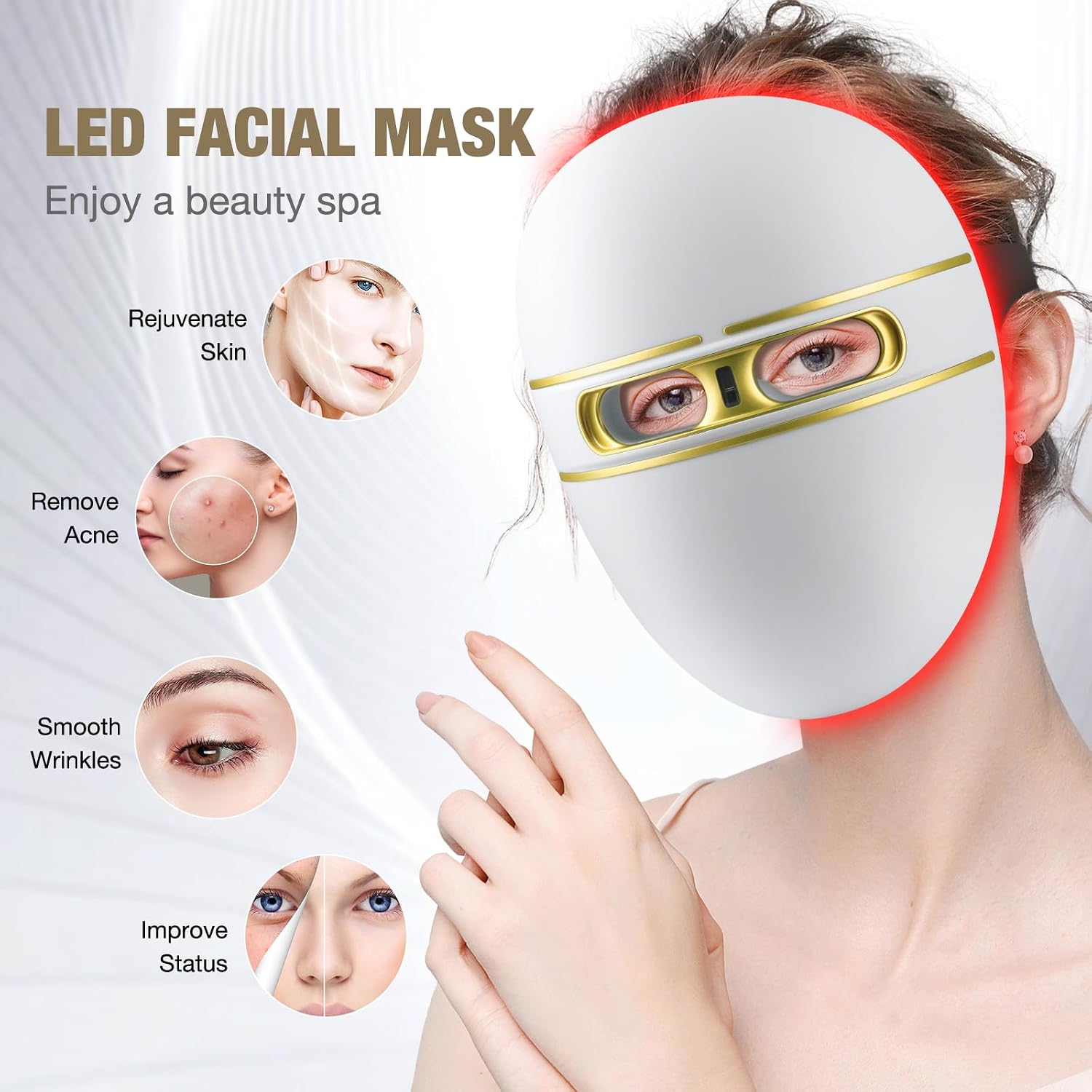 Pro-Grade FSA LED Light Therapy Facial Mask-Red & Blue Light Anti Aging for Face-HSA Salon Treatment for Acne, Wrinkles & Redness at Home,Ideal Skincare Device for Birthday, Mom Gift