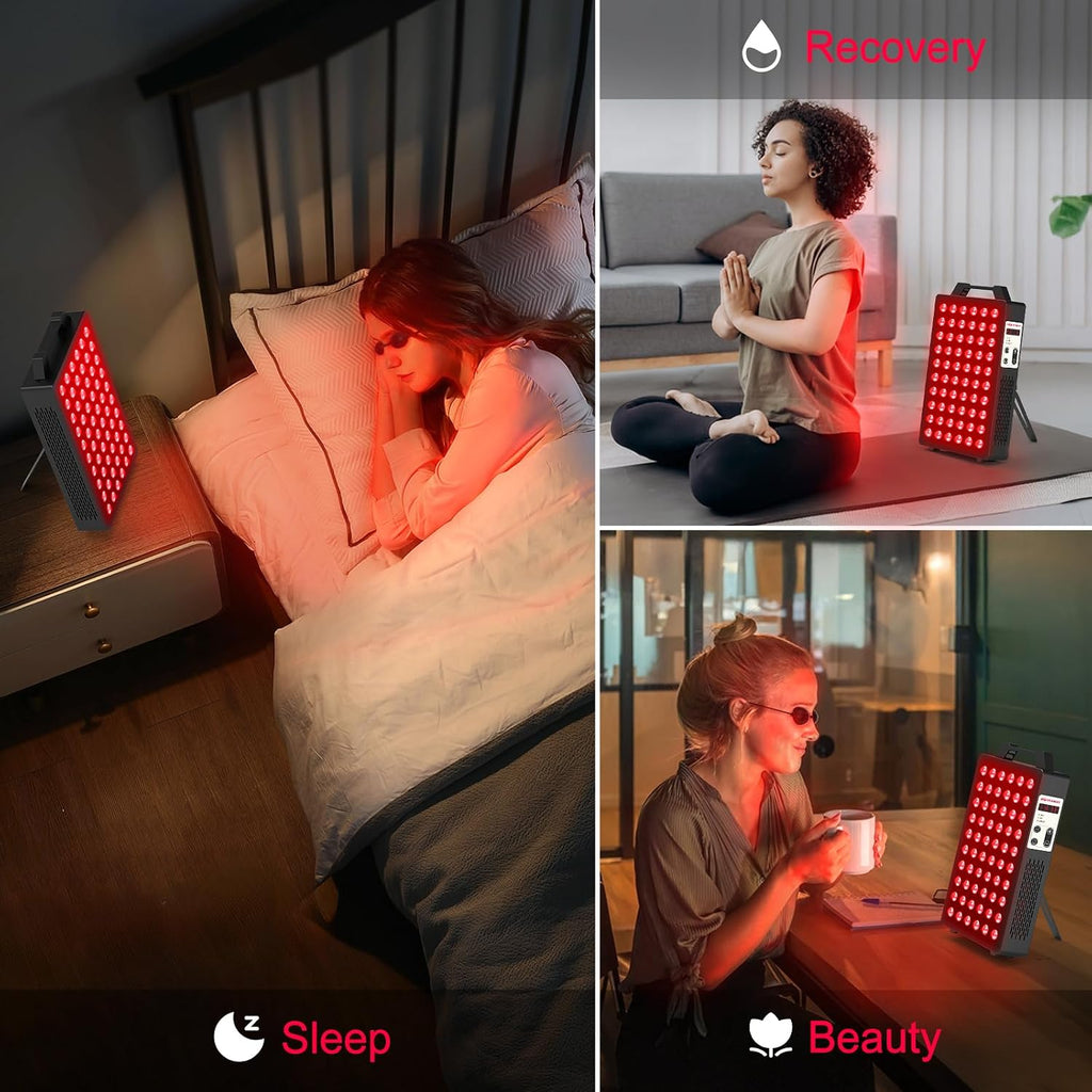 BONTANNY Red Light Therapy, 660nm 850nm 2-Wavelength Red Near Infrared Light Device with 60 Dual Chip Clinical Grade LEDs, Remote Control, Timer for Face, Body, Skin, Pain Relief, BO-300 (Black)