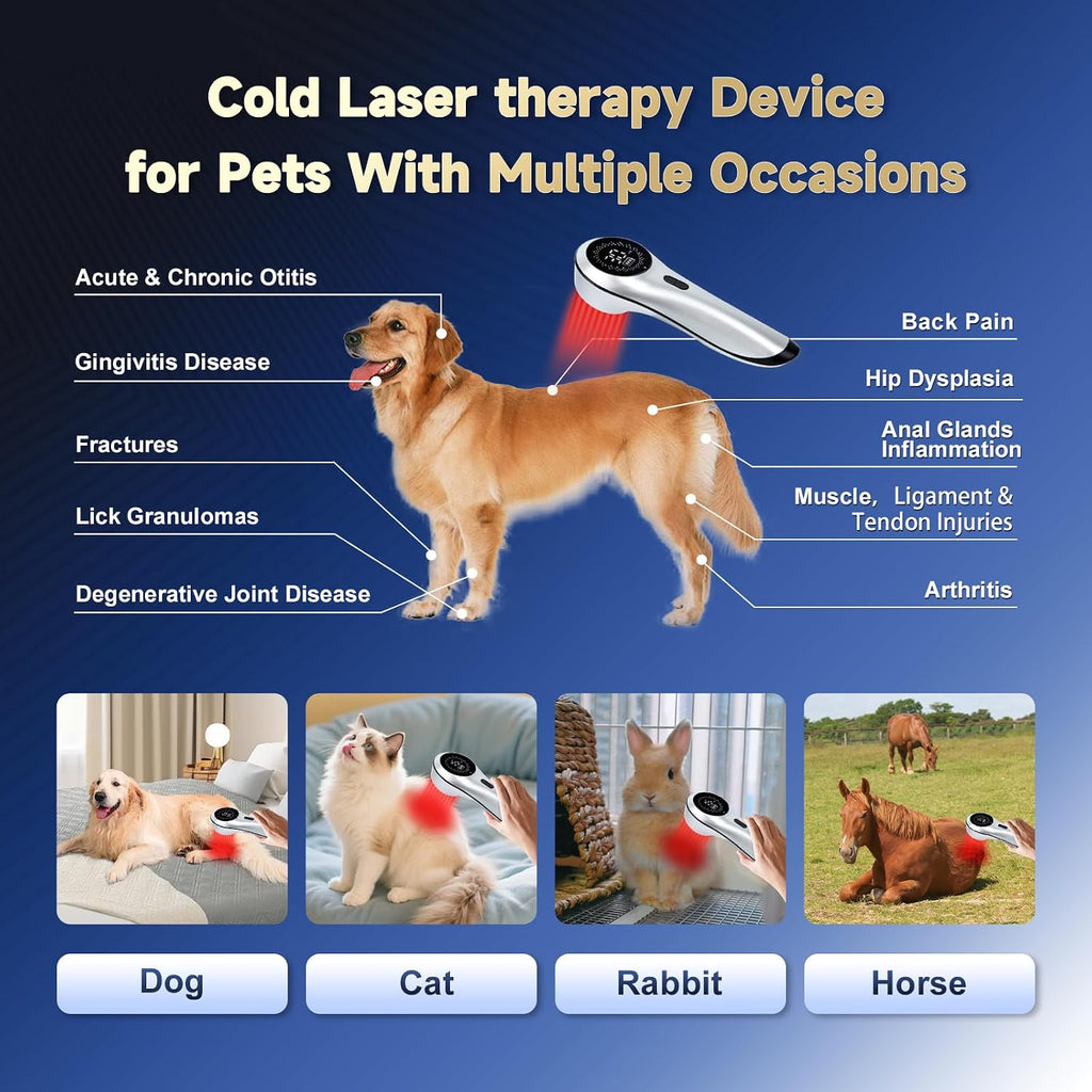 Handheld Red Light Therapy with Magnetic Cover,Cold Laser Red Light Therapy Wand for Pet/Human Treatment Device, Suitable for Muscle Body Pain Relief and Improve Healing (3 * 808nm+13 * 650nm)