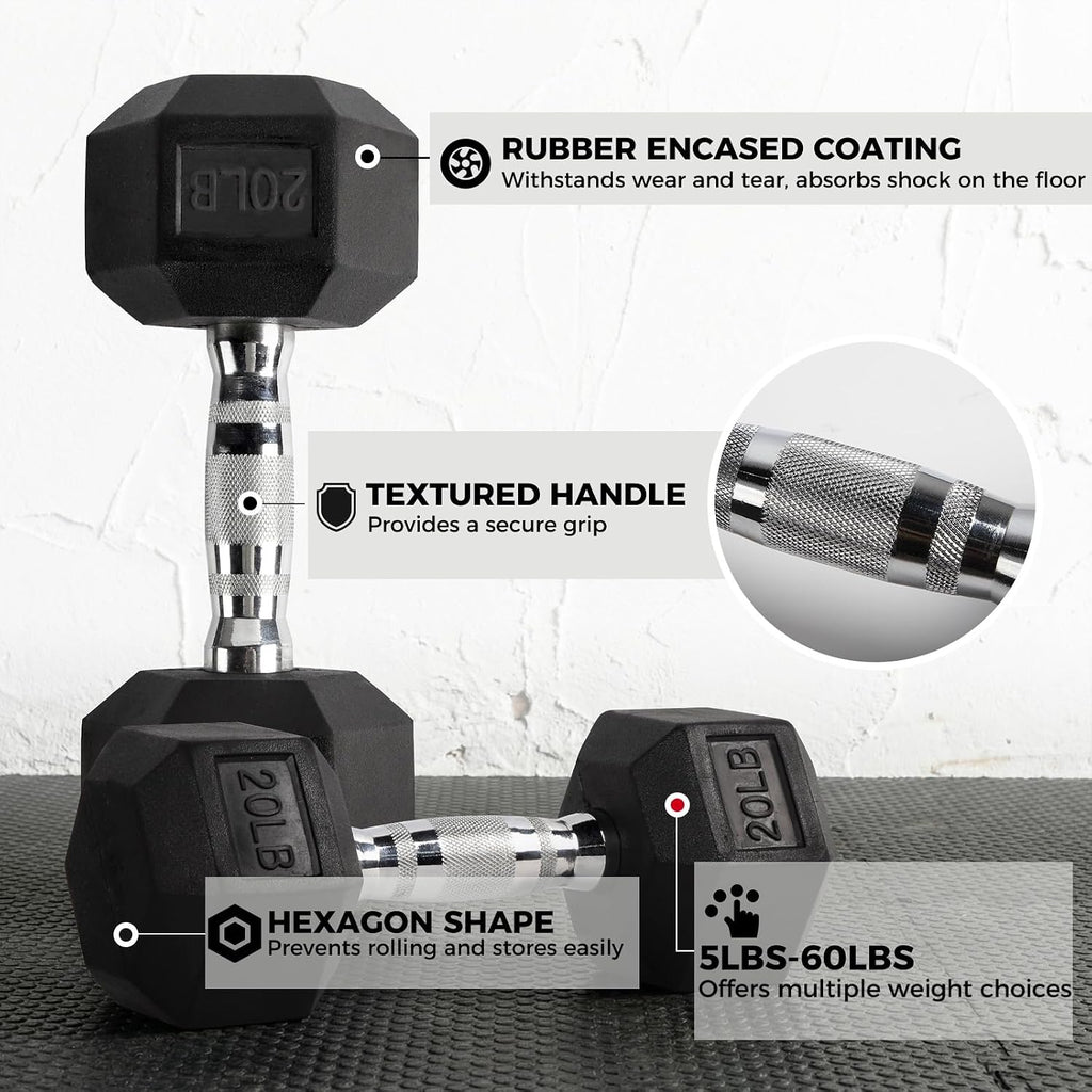 RITFIT 300/350/650LBS Rubber Coated Hex Dumbbell Set with Rack and Multi-Position Weight Bench, 1300LB Capacity for Full Body Workout