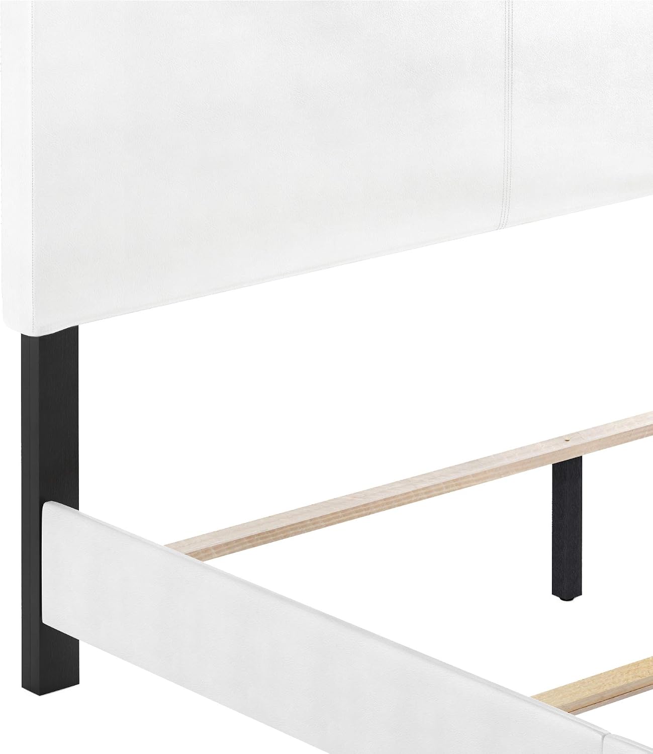 FURINNO Pessac PU Leather Upholstered Platform, Queen, White,FB19821QWH