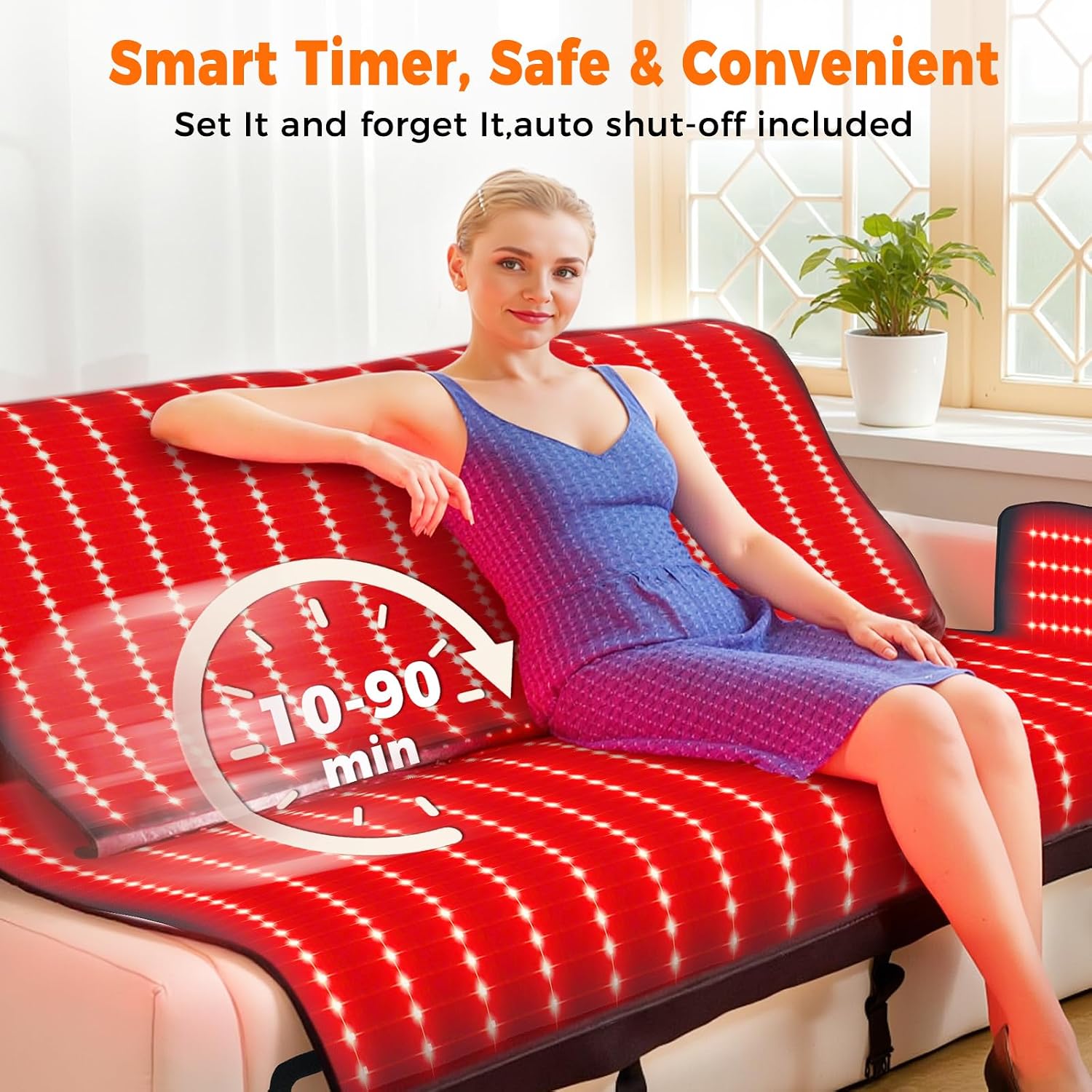 1000 LEDs Dual Full Body Red Light Therapy Mat, Red Light Therapy Blanket, 2in1 LEDs(660nm& 850nm), Premium Leather, Adjustable Timer & Intensity