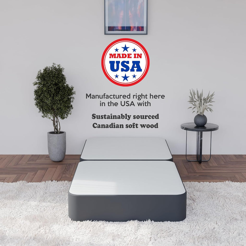 Greaton 4' Split Wood Traditional Box Spring/Foundation For Mattress, Twin XL, Black