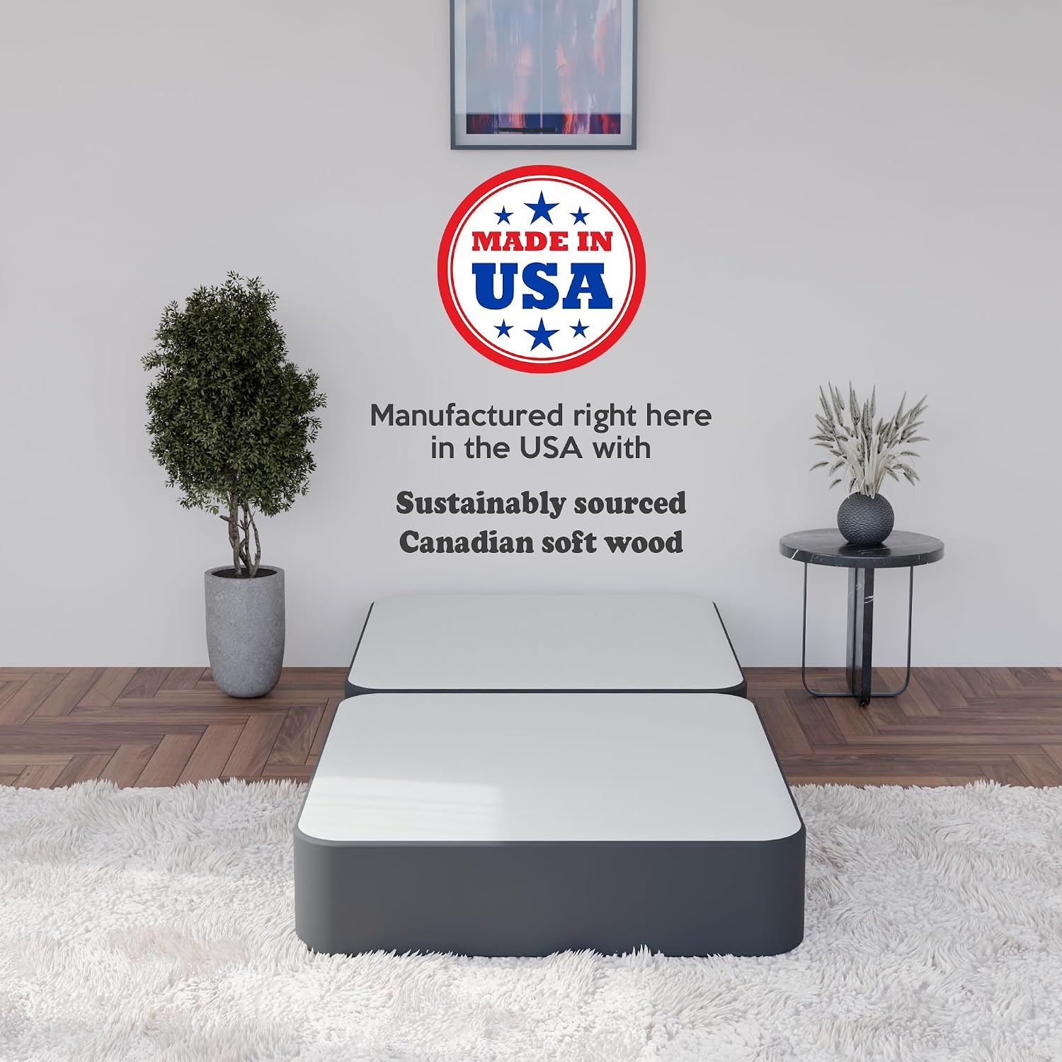 Greaton 4' Split Wood Traditional Box Spring/Foundation For Mattress, Twin, Black