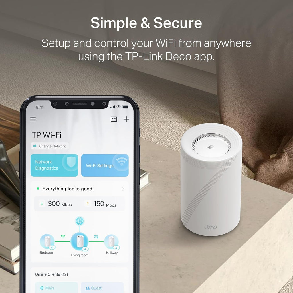 TP-Link Deco 7 Pro BE17000 Tri-Band Wi-Fi 7 Whole Home Mesh System | 9-Stream, 10G RJ45/SFP+ Combo | Multi-Gig Wired Backhaul | Up to 3,300 Sq.ft | HomeShield, MLO, 320 MHz | BE77 1-Pack Router