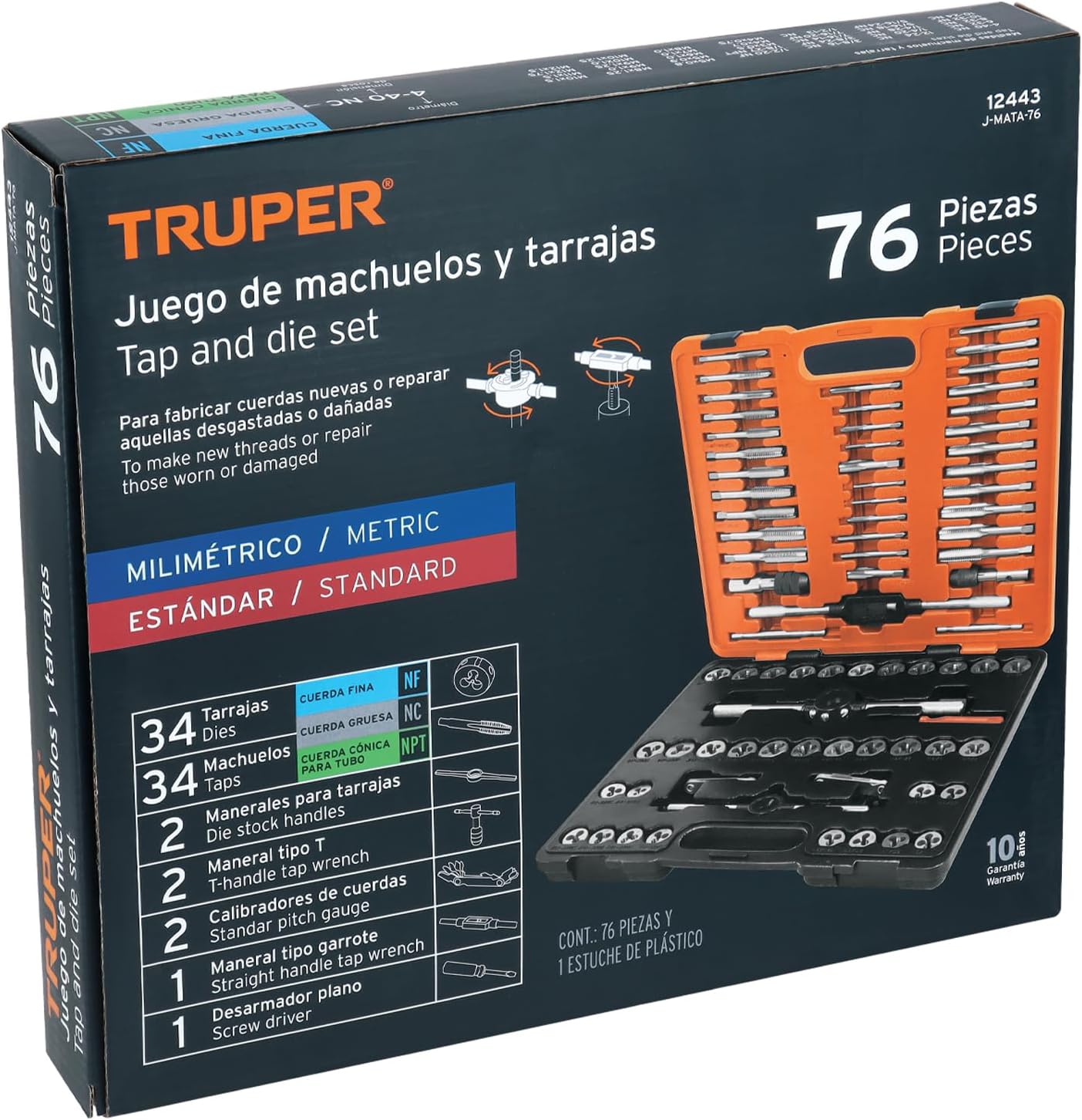 TRUPER J-MATA-76 76-Pc Tap and Die Set