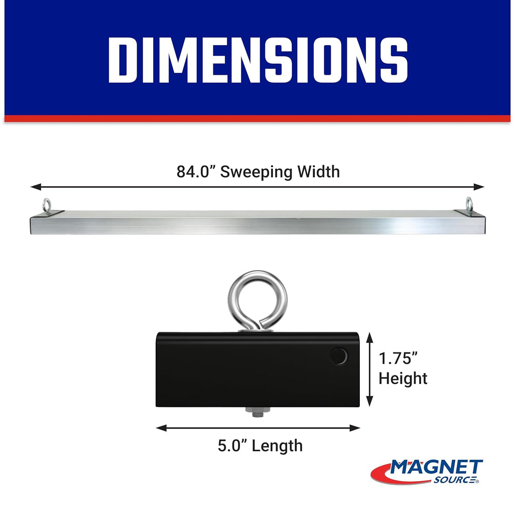 Master Magnetics, Inc. Magnetic Sweeper Hang-Type for Vehicle, 84' Sweeping Width, 1 each, MRS84