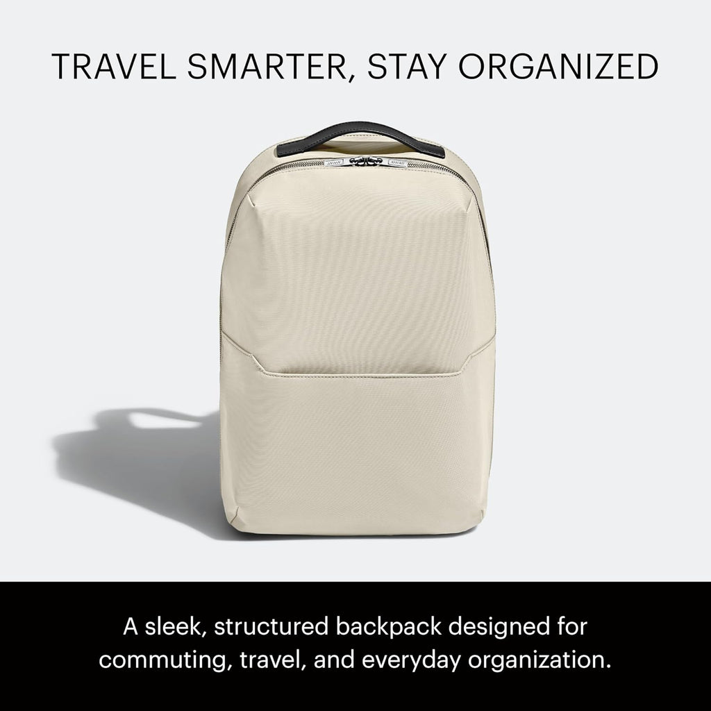 Away The Everywhere Zip Backpack - Personal Item Airline Approved Backpack with 16' Padded Laptop Sleeve, Water Bottle Pocket, Interior and Exterior Pockets - Fits Up to 16-Inch Laptops - Salt White