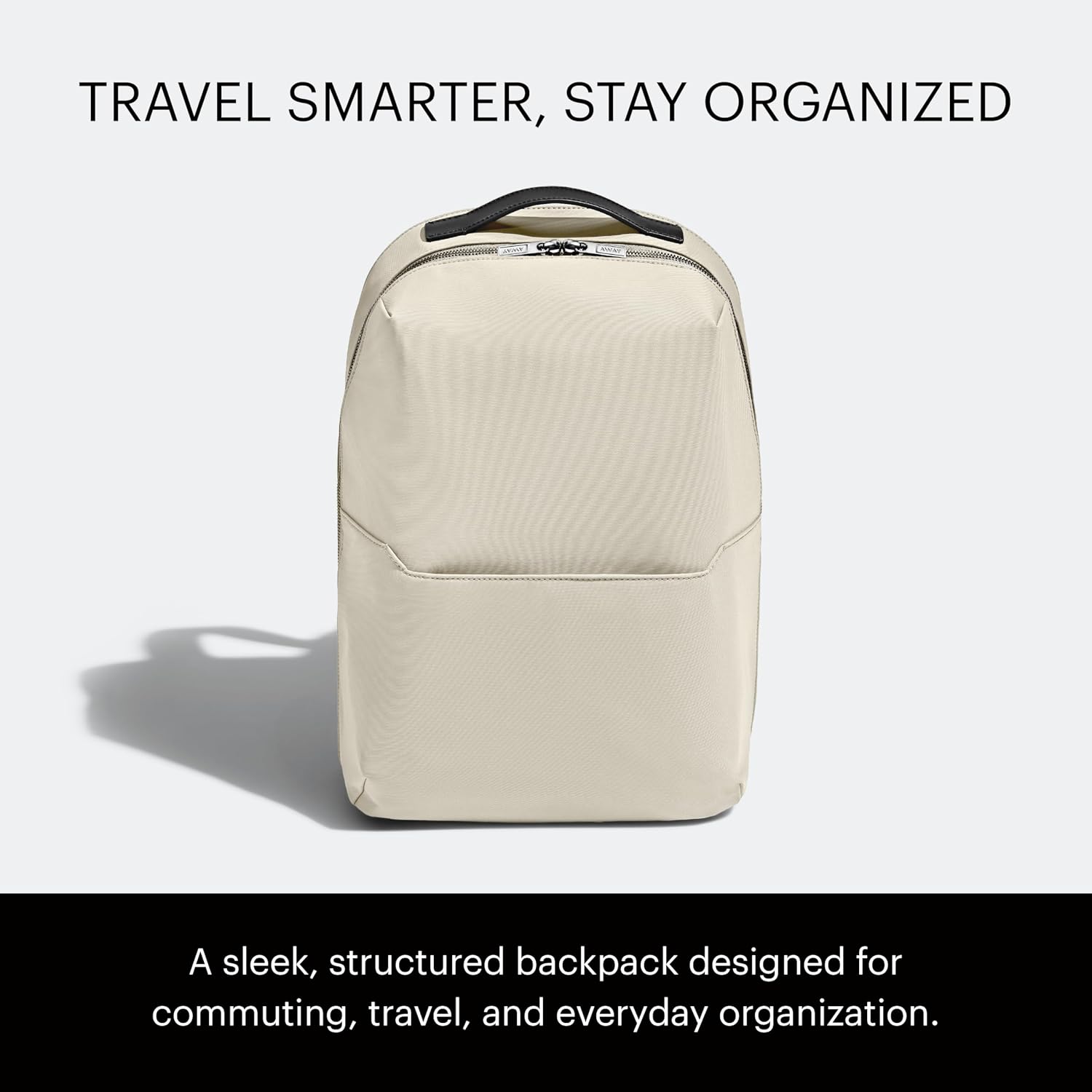 Away The Everywhere Zip Backpack - Personal Item Airline Approved Backpack with 16' Padded Laptop Sleeve, Water Bottle Pocket, Interior and Exterior Pockets - Fits Up to 16-Inch Laptops - Salt White