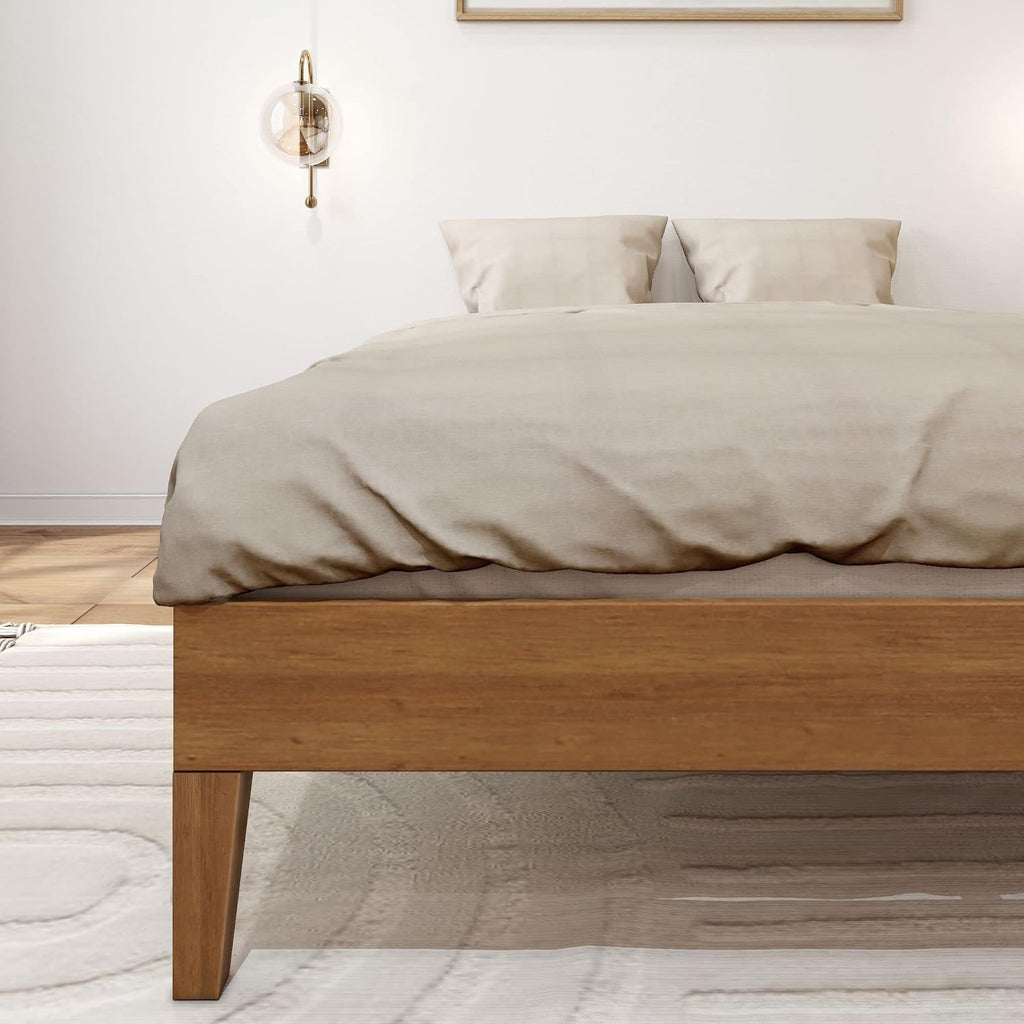 Plank+Beam Solid Wood Platform Bed Frame, Strong Wood Slat Support, No Box Spring Needed, Easy Assembly, Pecan, Full