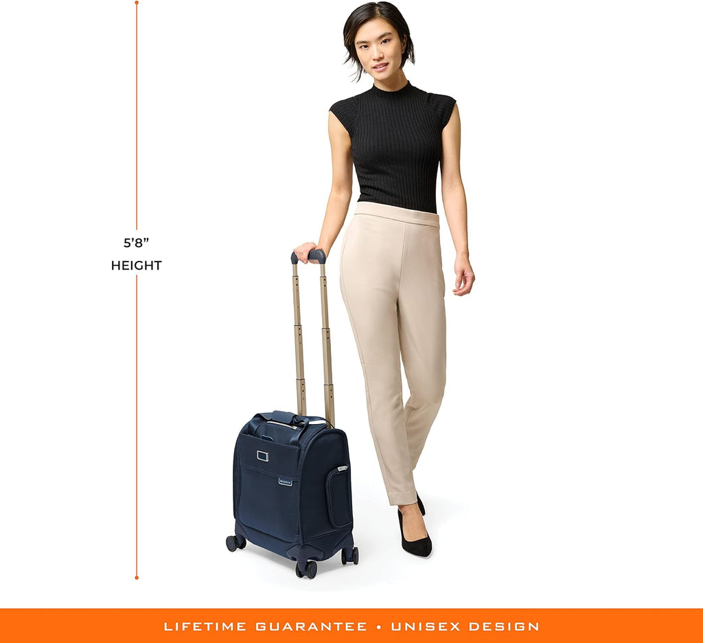 Briggs & Riley Cabin Spinner - Carry On Luggage for Travel, Suitcases with Wheels, Softside Rolling Bag for Men & Women, Fits Under Plane Seat, Interlocking Handle - Baseline Collection, Navy