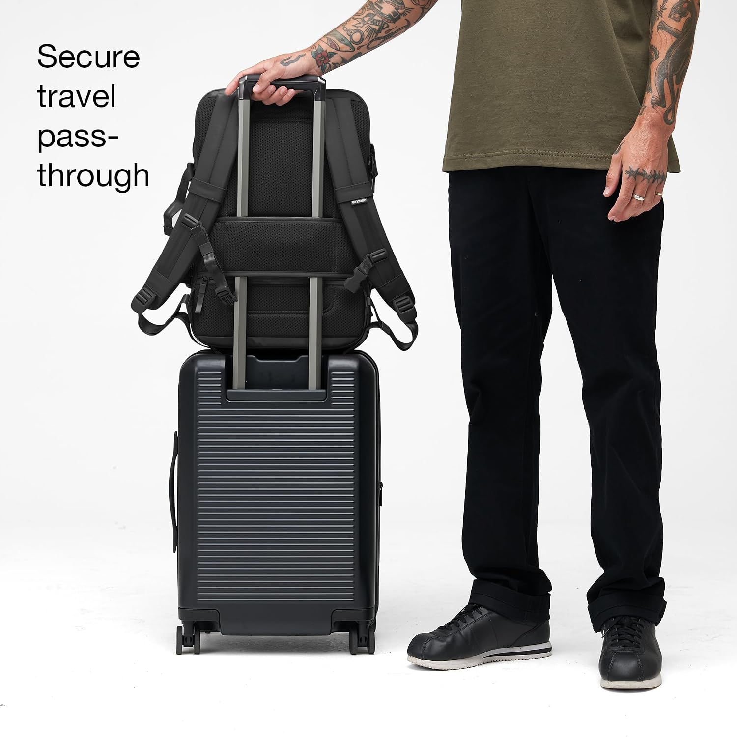 Incase A.R.C. Travel Backpack 38L – Expandable Carry On Luggage, Fits up to 17' Laptop – Butterfly Opening, Quick Access Pocket, Shoe Storage – Airplane Travel Essentials, Weekend Bag – Black