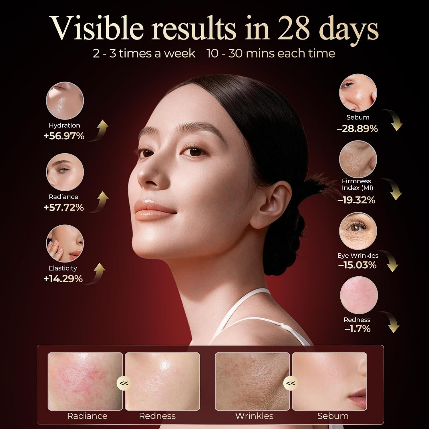 Red Light Therapy Mask for Face, 7-in-1 LED Face Mask with 850nm NIR, Rechargeable Red Light Face Mask with Wireless Remote & Timer, Portable LED Light Therapy Mask for Home & Travel