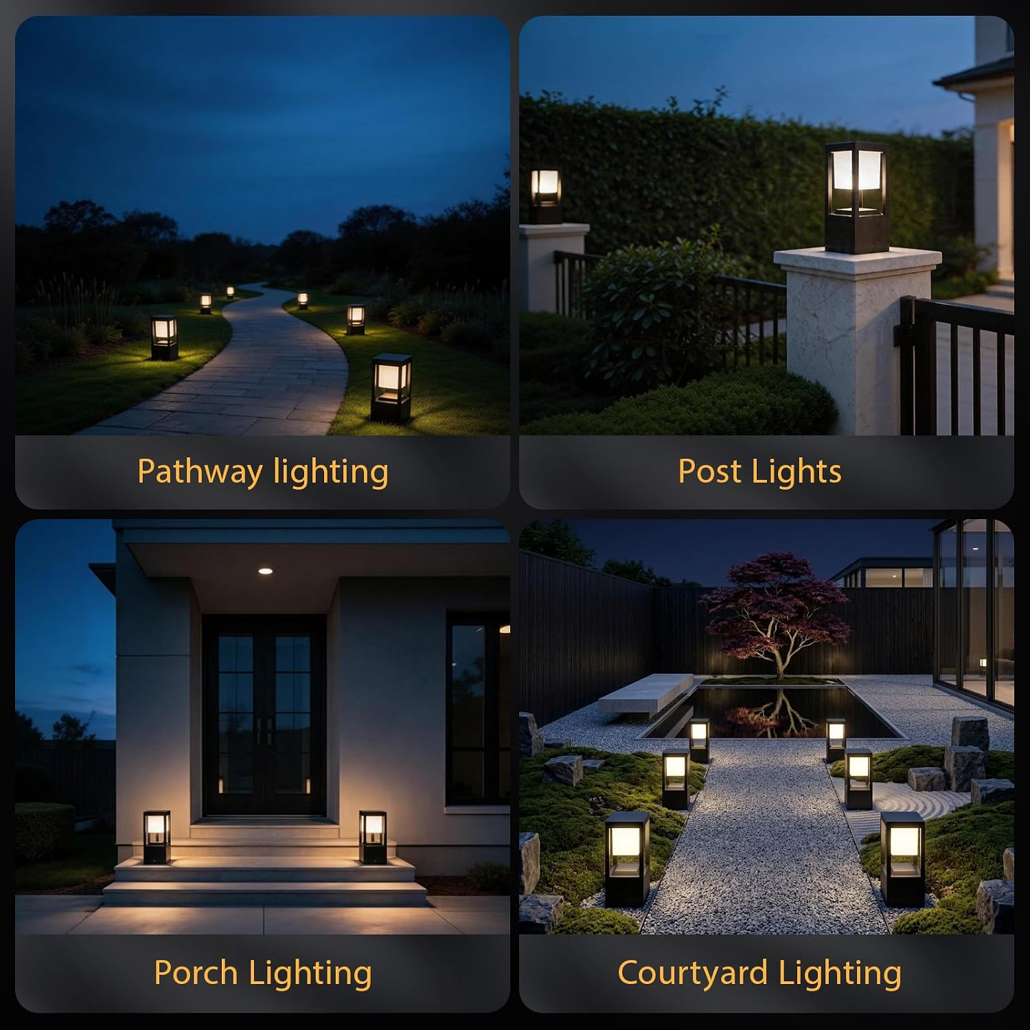 Solar Floor Lamp Outdoor Waterpoorf, Modern Aluminum Led Pathway Lights, Bollard Landscape Lighting for Garden Patio, Porch Post Lights, Remote Control, 3CCT, Dusk to Dawn (13.7'H-2Pack)