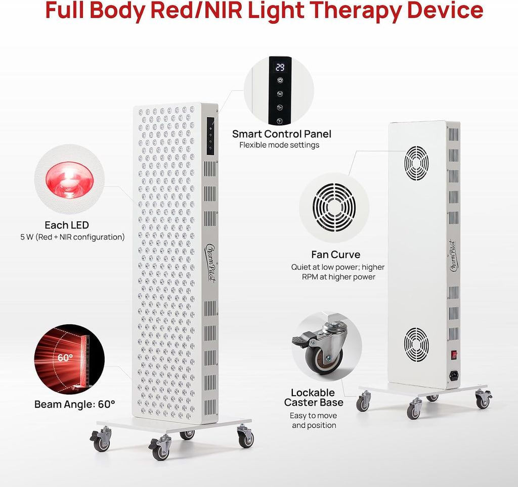 Red Light Therapy Panel for Body, 7 Wavelengths (630, 660, 780, 810, 850, 940, 1060 nm), 300LEDs, Near‑Infrared Light Wellness Device with Adjustable Intensity, Home Use