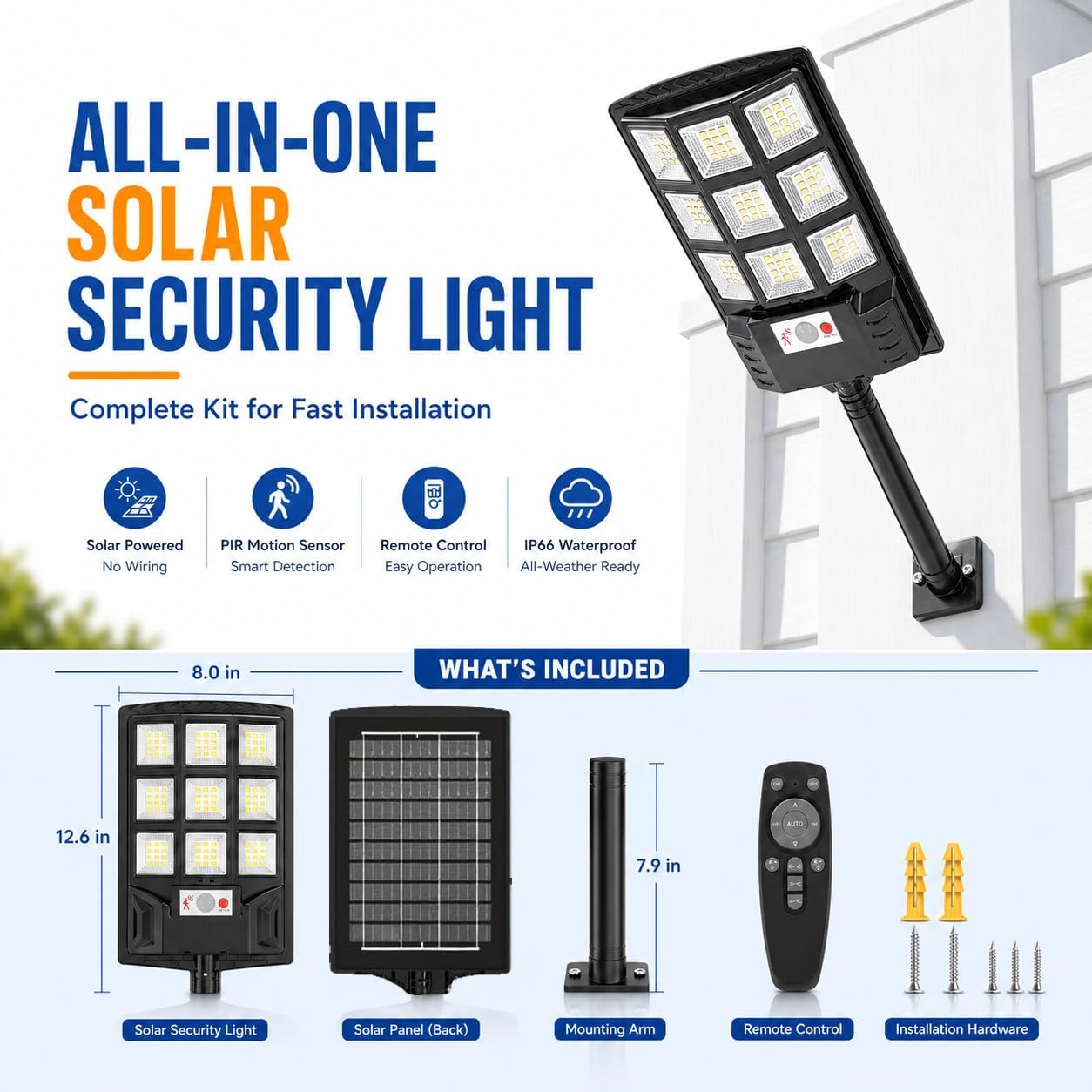 Sunwish Solar Street Lights Outdoor, Solar Lights Outdoor, Solar Dusk to Dawn Outdoor Lights with Remote Control, Motion Sensor IP66 Waterproof Flood Lights for Garden Yard Parking Lot,6 Pack