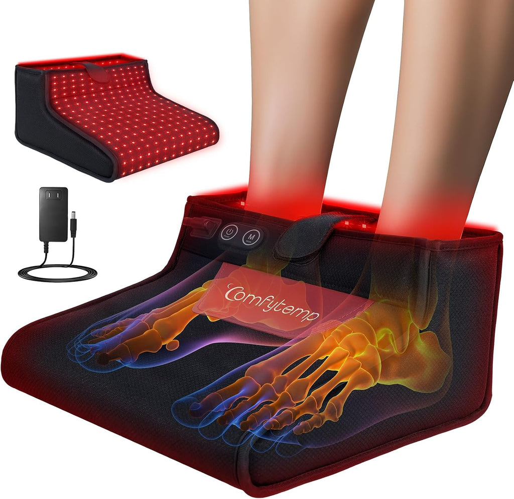 Comfytemp Red Light Therapy for Feet, 360 LEDs 43W Near Infrared Light Therapy Boot, 3D Wearable Feet Wrap for Ankle Heel Sole Plantar Joint Muscle, 660nm & 850nm, Up to Foot Size 12