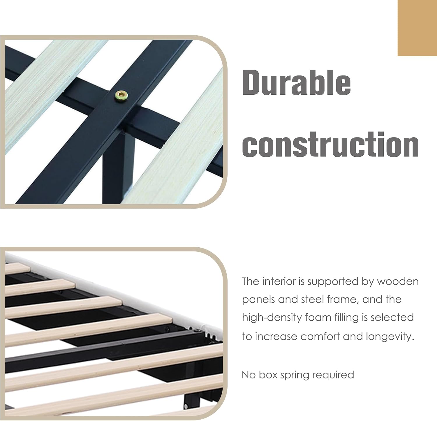 AGARTT Upholstered Platform Bed Frame King Size with Headboard and Footboard/Wooden Slats Support/No Box Spring Needed/Easy Assembly,White Linen