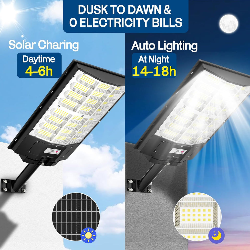 9800W Solar Street Light, Solar Street Lights Outdoor Waterproof IP67, Outdoor SolarLamp with Motion Sensor & Dusk to Dawn - Durable, Energy-Efficient SolarLighting for Garden, Yard, Driveway