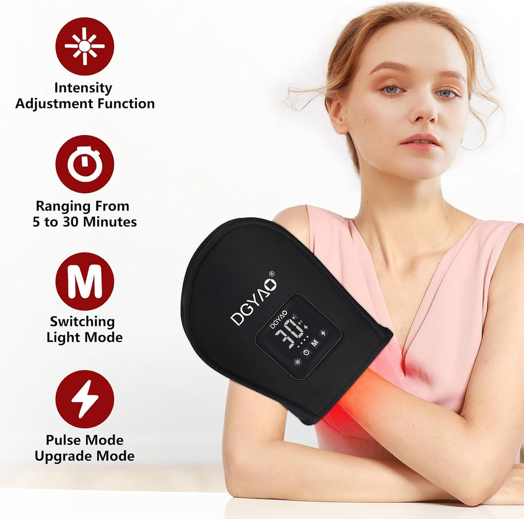 DGXINJUN Cordless Red Light Therapy for Hand Fingers Palm Pain Relief Led Portable Wireless Near Infrared Light Therapy Devices Wearable Rechargeable with 4000mAh Battery