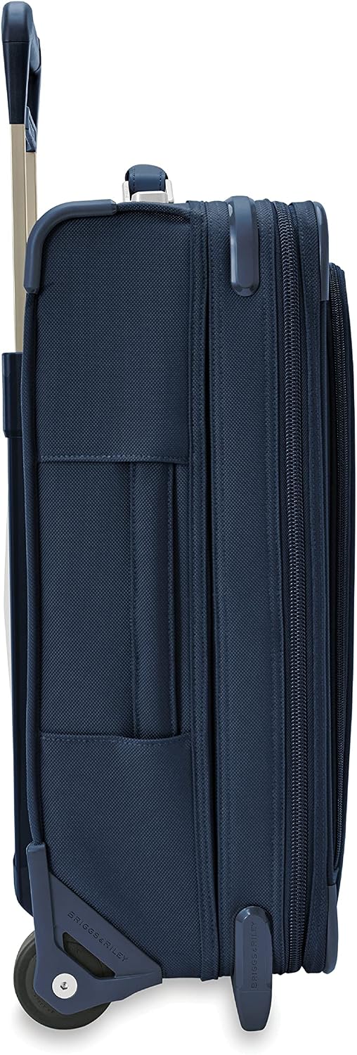 Briggs & Riley Essential 22' 2-Wheel Expandable Carry On - Luggage for Travel, Suitcases with Wheels, Softside Rolling Bag for Men & Women, Self-Repairing Zipper - Baseline Collection, Navy