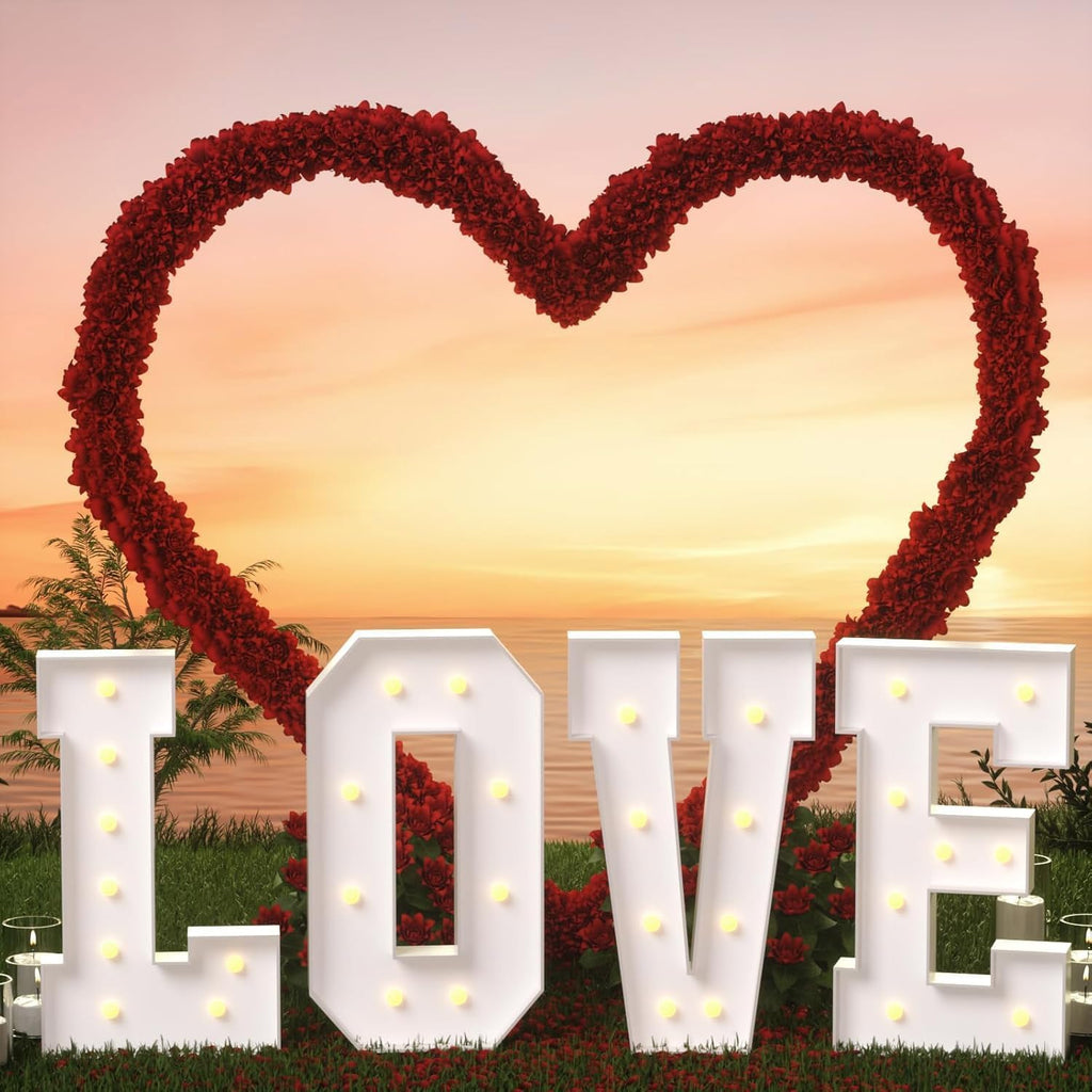 4FT Love Marquee Letters for Valentines Day Decorations, Large Love Light Up Letters for Wedding Decor, Romantic Wedding Engagement Proposal Anniversary Decoration for Party Decor
