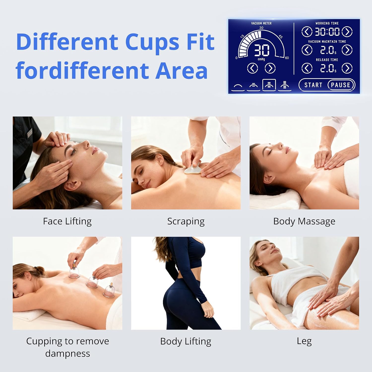 Vacuum Therapy Cupping Machine Multi-Functional Scraping and Cupping Massager Set with 24 Cups and Touch Screen for Salon with Body, Back, Face Care Massage, 4 Modes Adjustable Suction for Salon Work