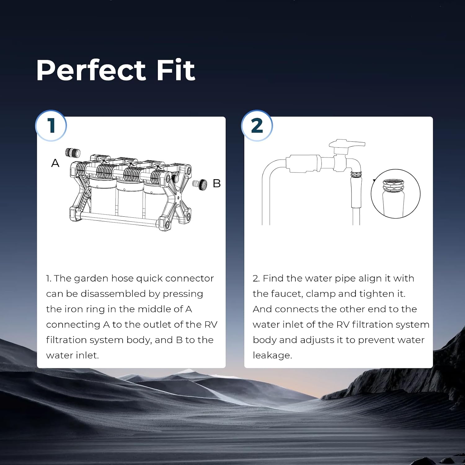 GLACIER FRESH Replacement for Technology RV Water Filtration System, 0.2 Micron Camper Water Filter with Compact 5 Inch Filter, 3-Stage Premium RV Water Filtration System for RVs, Campers and Boats