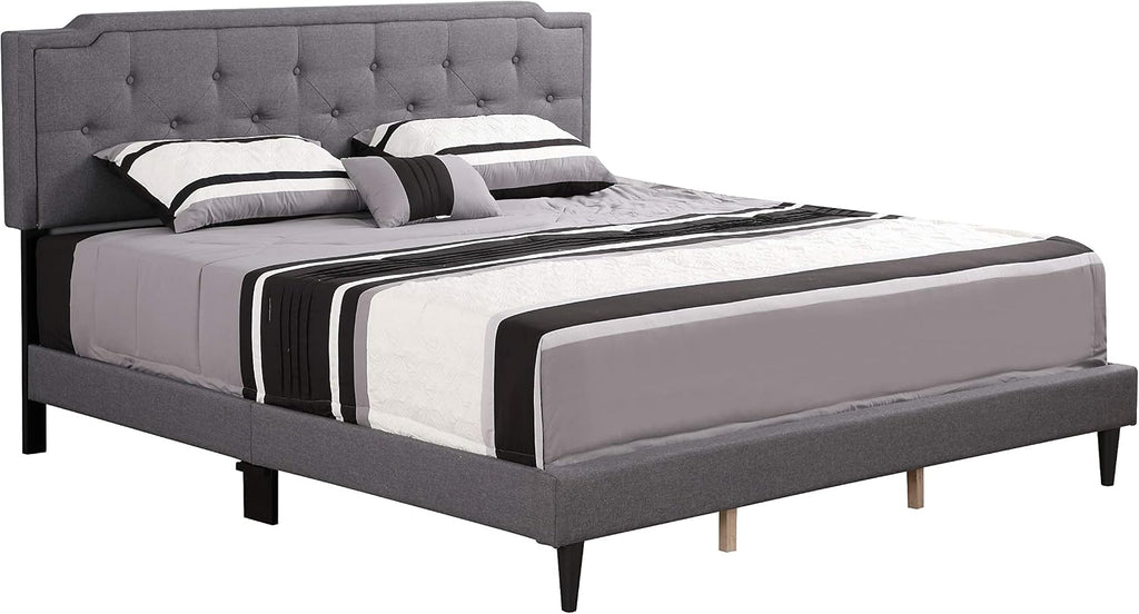 Glory Furniture Deb Fabric Upholstered King Bed in Gray