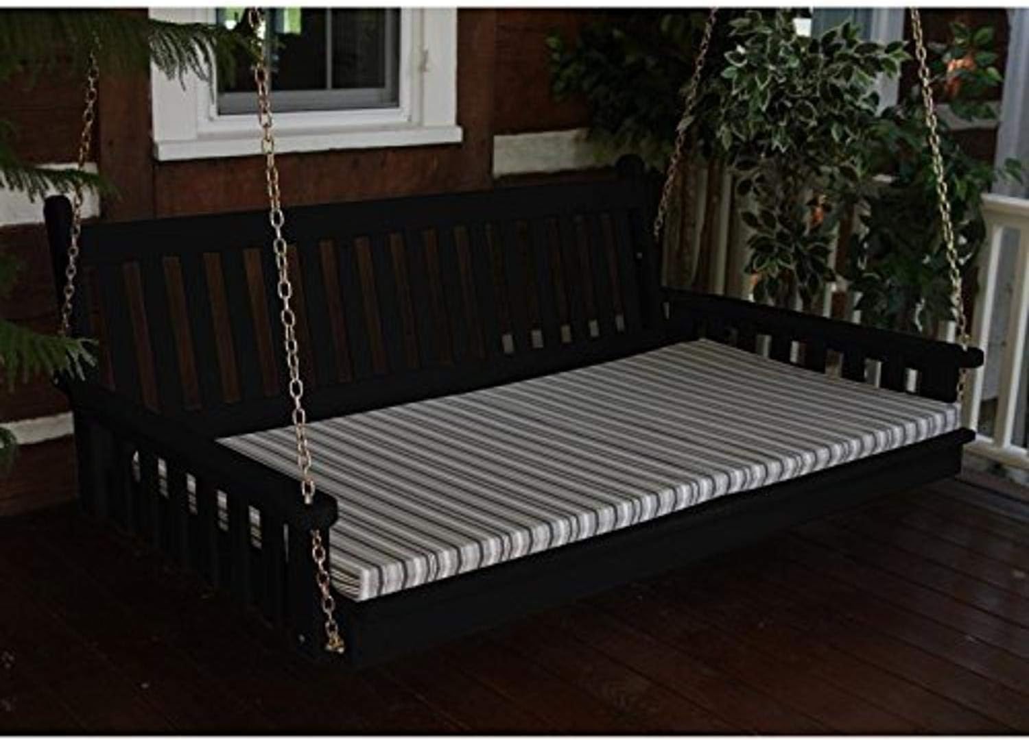 A & L Furniture Yellow Pine Twin Mattress Traditional English Swing Bed, 75', Black