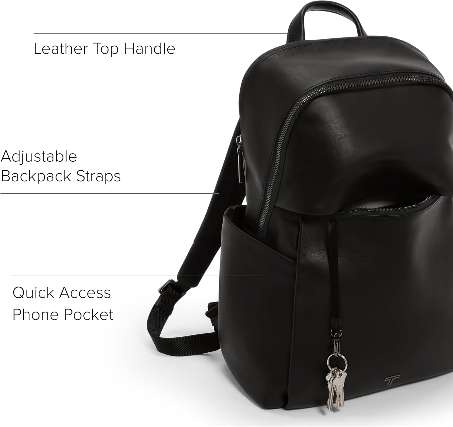 TUMI - Voyageur Raina Backpack - Women's Premium Leather Backpack - Everyday Bag with Phone Pocket & Laptop Compartment - Black, Gunmetal Hardware