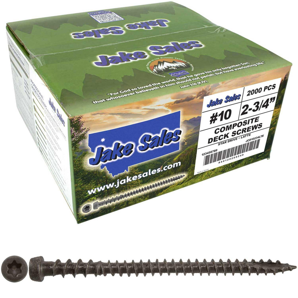 Jake Sales #10 x 2-3/4' Latte Composite Decking Exterior Coated Wood Screw Torx/Star Drive Head Decking Exterior Coated 22 POUNDS ~1,750 Screws