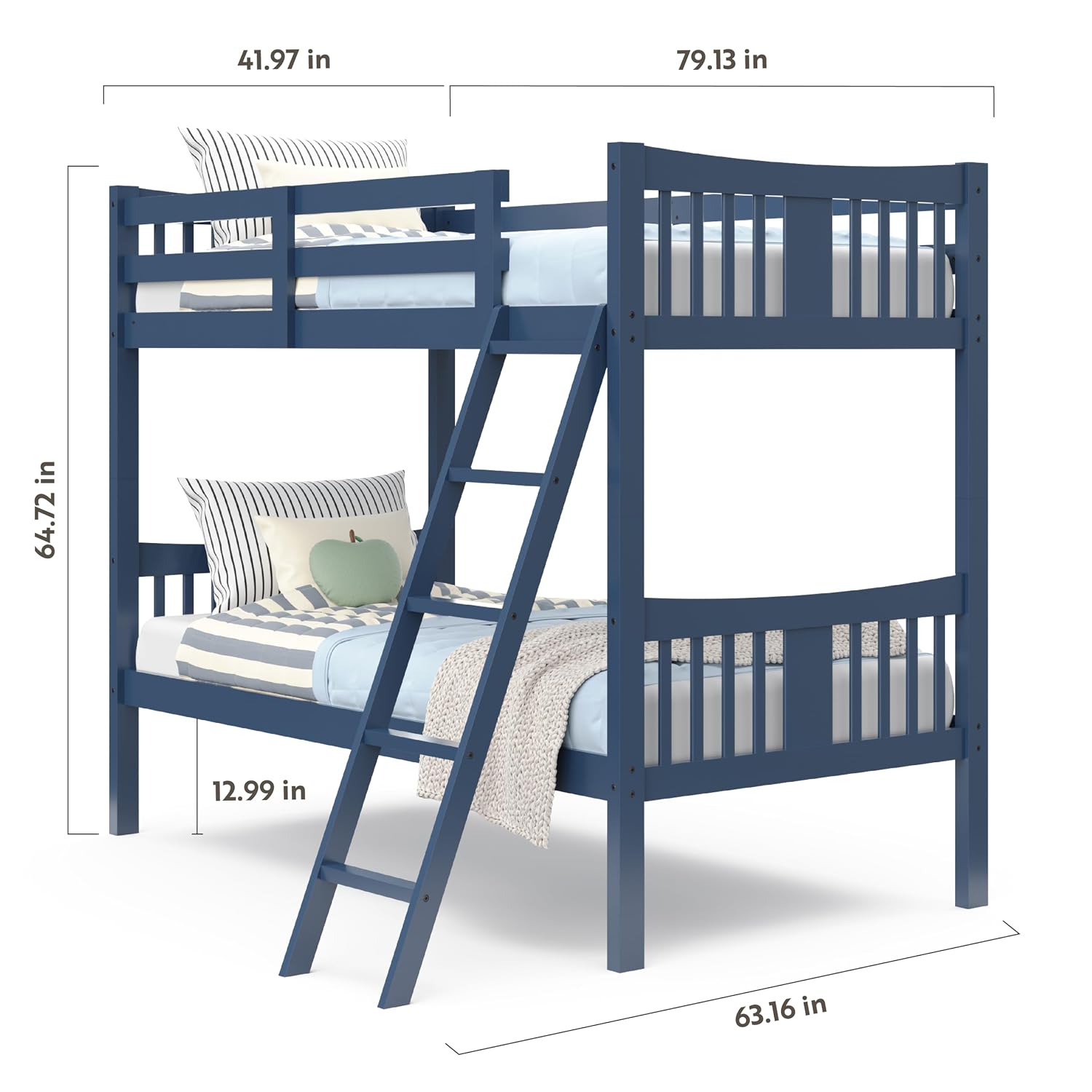 Storkcraft Caribou Bunk Bed Twin Over Twin Bunk Bed (Navy) - GREENGUARD Gold Certified, Twin Bunk Beds for Kids, Converts to 2 Individual Twin Beds, Bunk Beds for Kids