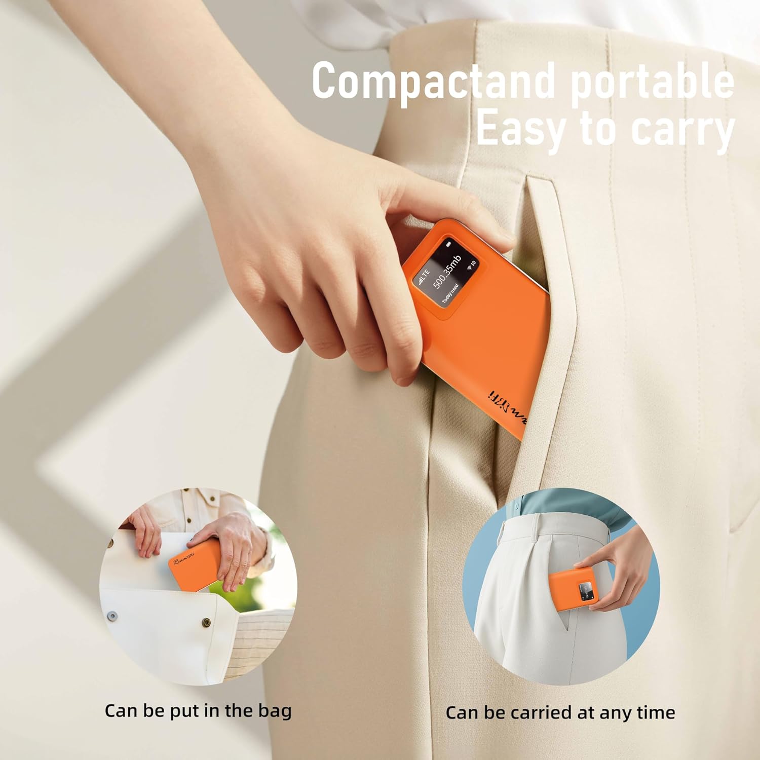 RoamWiFi 4G LTE WiFi Mobile Hotspot Router, Worldwide Portable High Speed Hotspot with US 100GB & Global 1GB Data 90Day,Connects Up to 10 Devices Pocket Hotspot for Travel in 170+ Countries