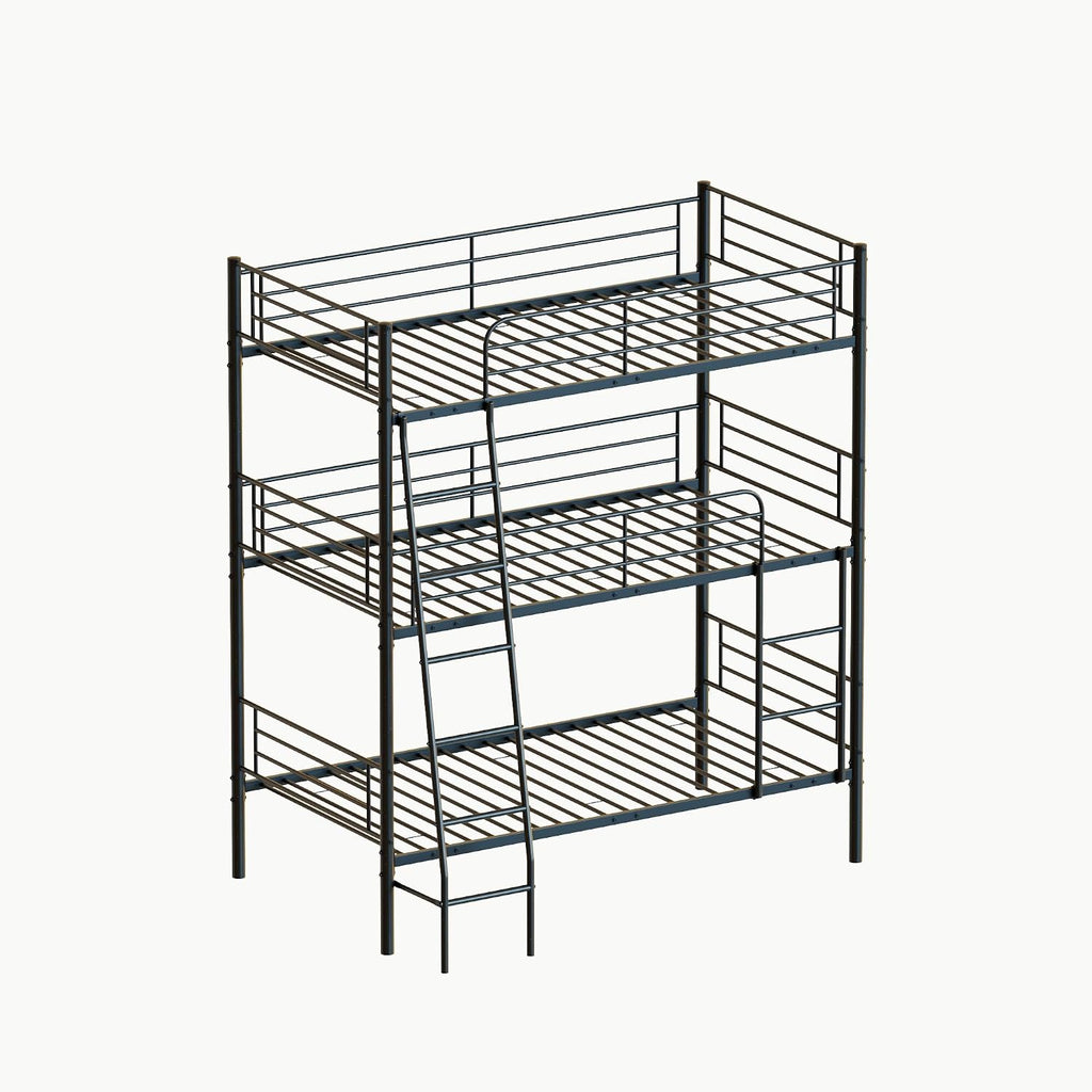 GOWE Bedroom Dormitory Twin Size Black Metal Triple bunk Bed can be Disassembled into Three beds