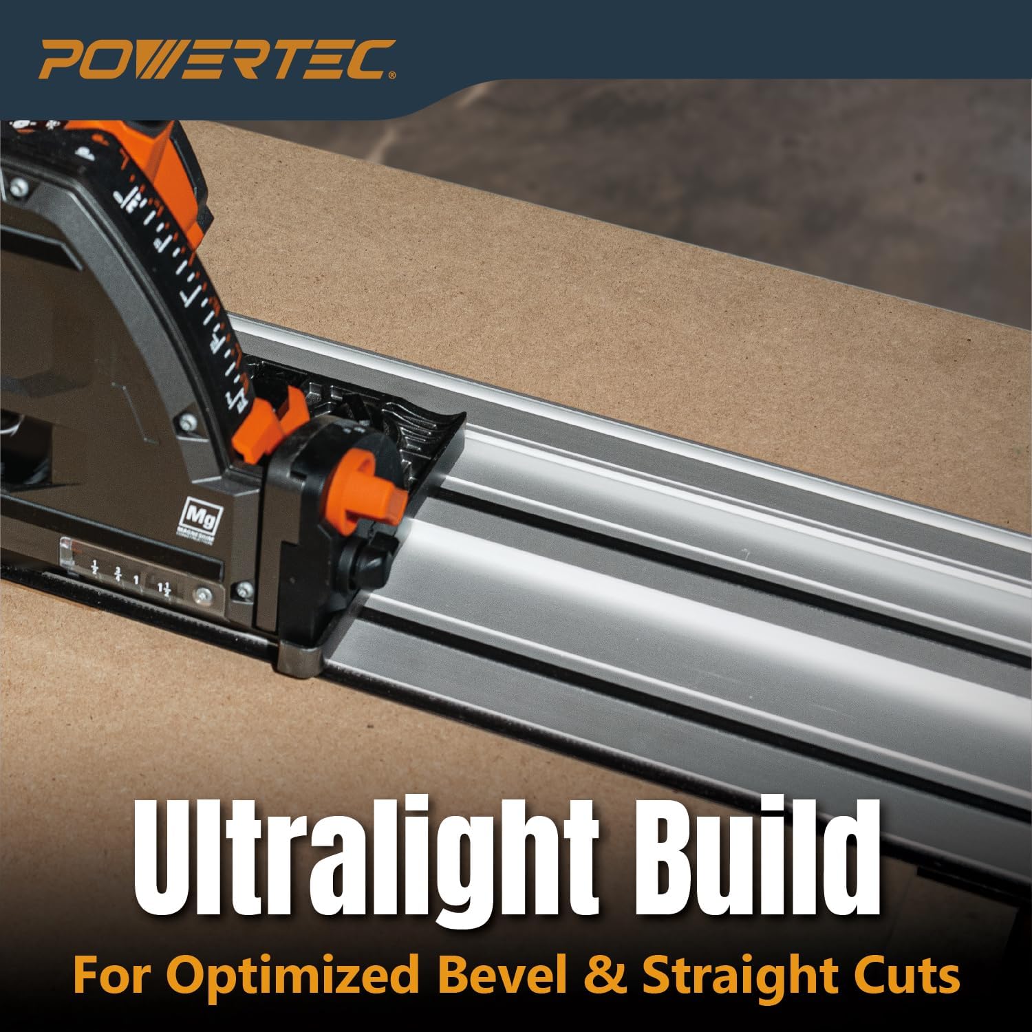 POWERTEC 110' Track Saw Guide Rail Joining Set for Ridgid Track Saws, Include 2x55' Extruded Aluminum Guide Rail, 2 Rail Extension Connectors and Protective Carrying Bag (72133)