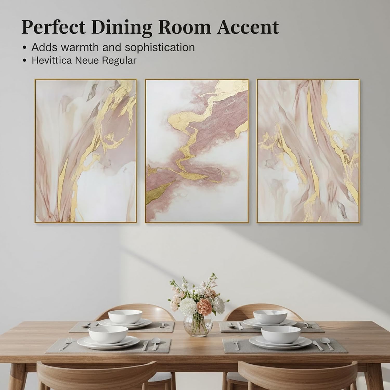 Pink Abstract Canvas Wall Art For Living Room, Large Gold Abstract Painting Water Flow Shape For Bedroom, Framed Modern Wall Pictures for Home Decor Ready to Hang 28x60 inches