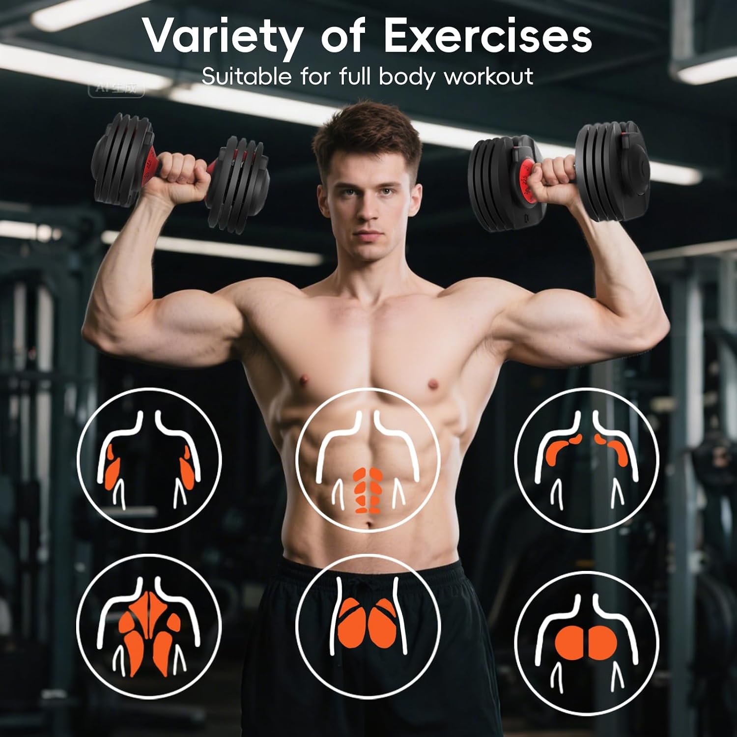 New Upgraded Adjustable Dumbbell Set of 2 (52.5 lbs/25 lbs), 15/9 Weights Dumbbell Set with Safe Locking System, Quick Adjustable Dumbbells For Men and Women Home Gym Workout with Anti-Slip Handle